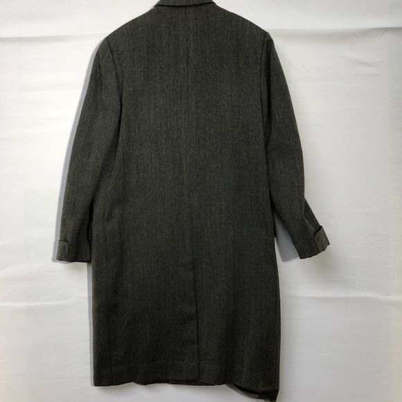 Vintage Kuppenheimer Tigertwist 100% Wool Herringbone Tweed Long Coat 44 - Picture 2 of 11
